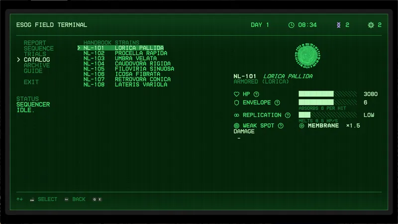 Virus catalog on the lab terminal